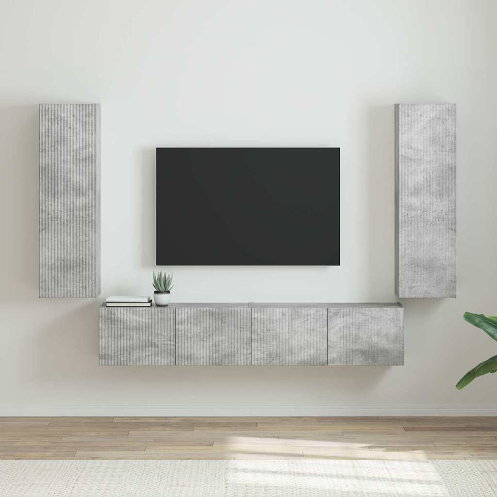 TV vægskab 2 pcs Beton 30 x 31 x 100 cm Konstrueret træ