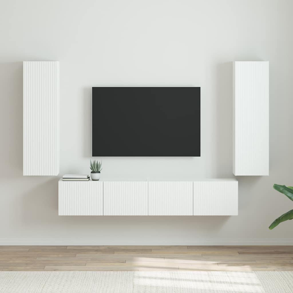 TV vægskab 2 pcs Gloss Hvid 30 x 31 x 100 cm Konstrueret træ
