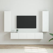 TV vægskab 2 pcs Gloss Hvid 30 x 31 x 100 cm Konstrueret træ