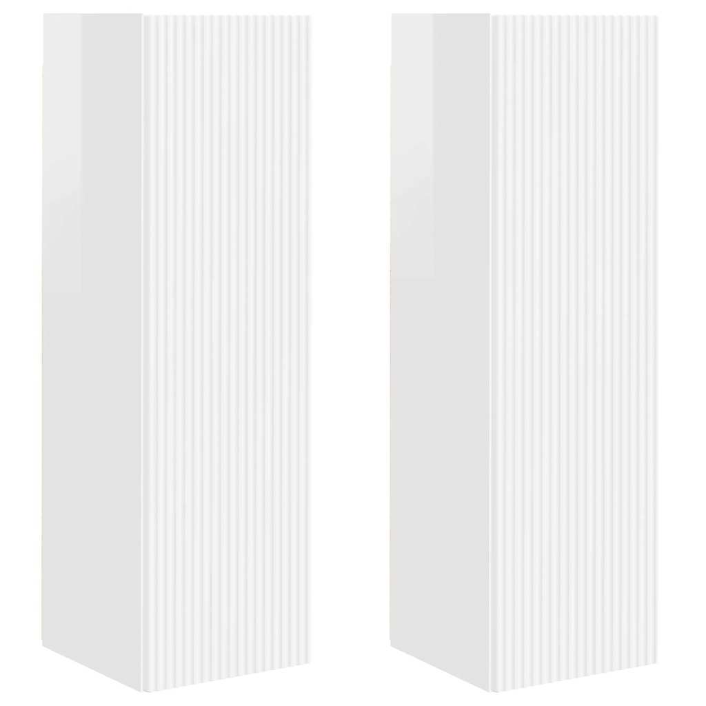 TV vægskab 2 pcs Gloss Hvid 30 x 31 x 100 cm Konstrueret træ