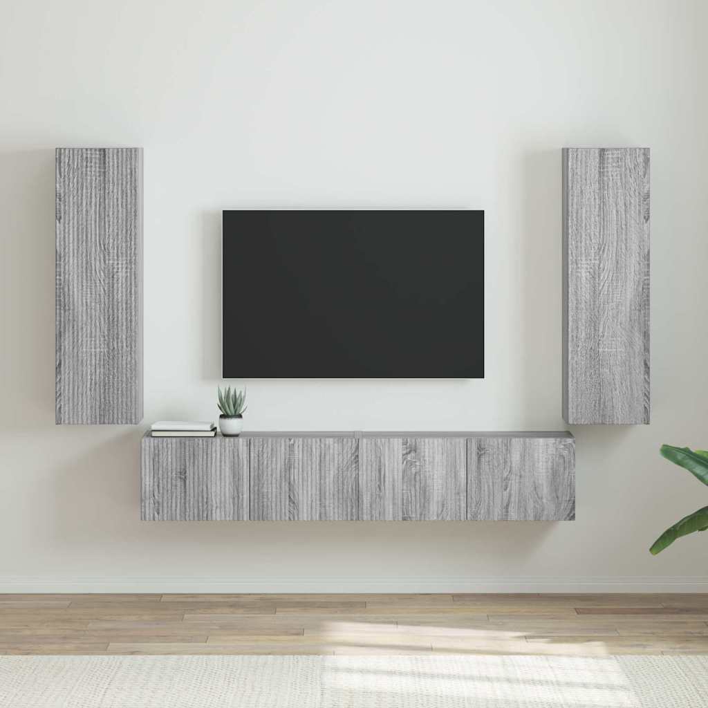 TV vægskab 2 pcs Grå Sonoma 30 x 31 x 100 cm Konstrueret træ