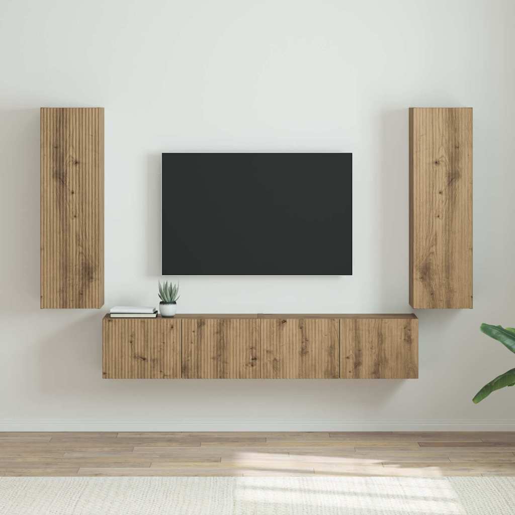 TV vægskab 2 pcs Artisan eg 30 x 31 x 100 cm Konstrueret træ