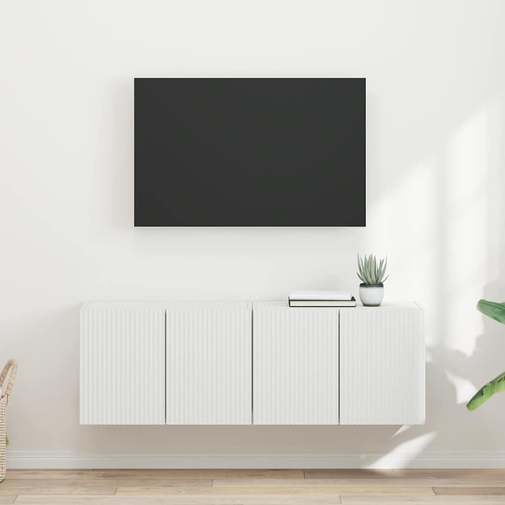 TV vægskab 2 pcs Hvid 59,5 x 31 x 40 cm Konstrueret træ