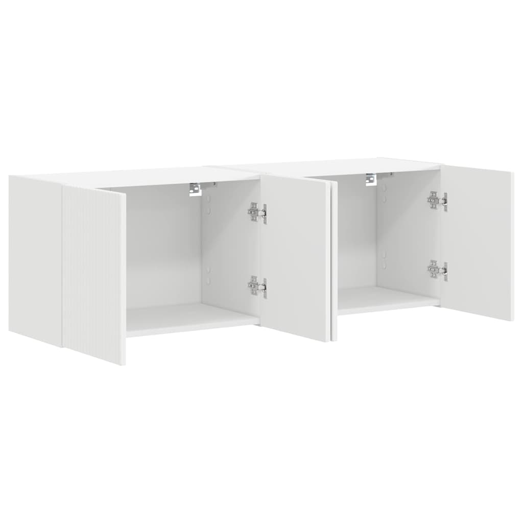 TV vægskab 2 pcs Hvid 59,5 x 31 x 40 cm Konstrueret træ
