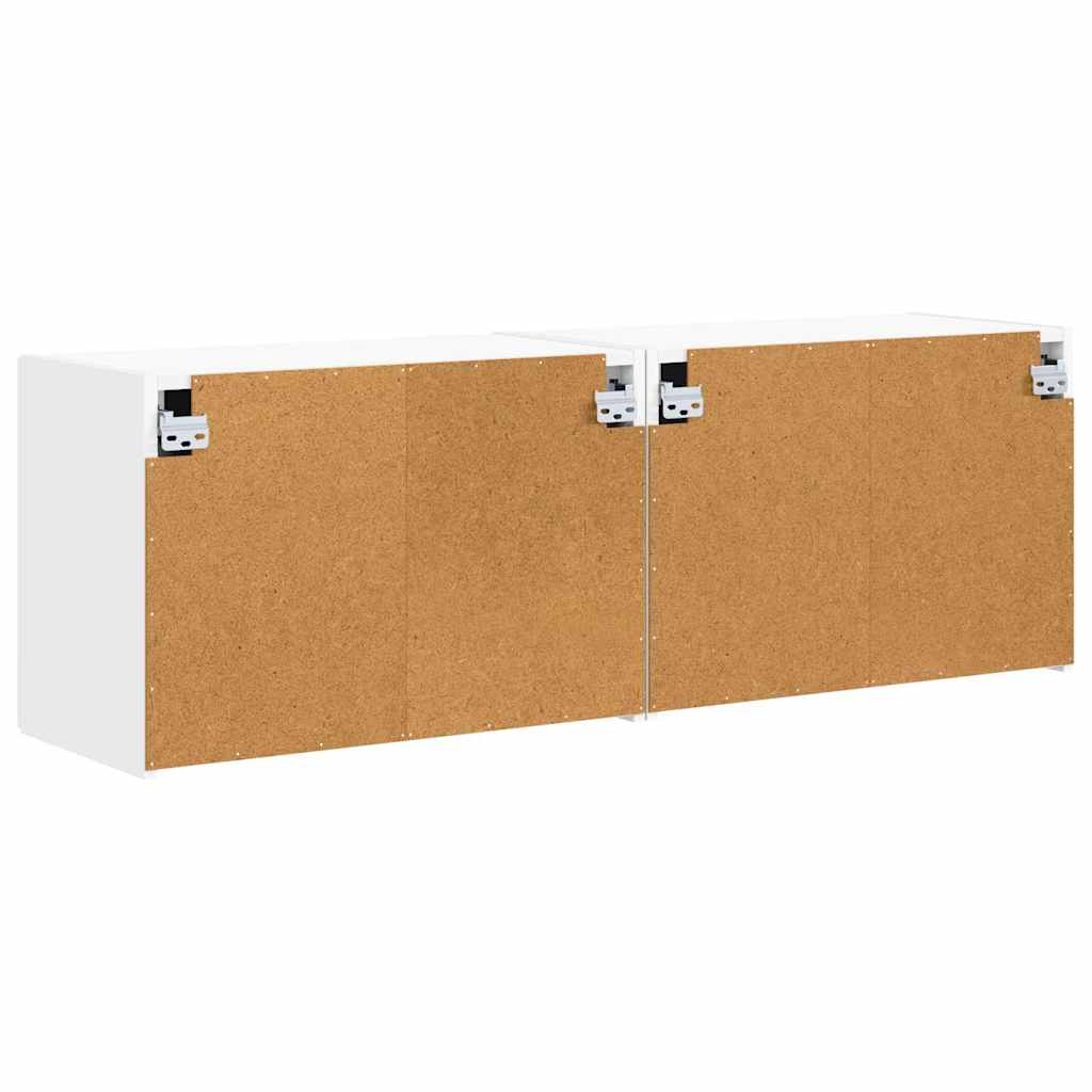 TV vægskab 2 pcs Hvid 59,5 x 31 x 40 cm Konstrueret træ