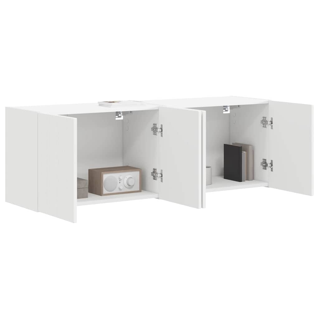TV vægskab 2 pcs Hvid 59,5 x 31 x 40 cm Konstrueret træ