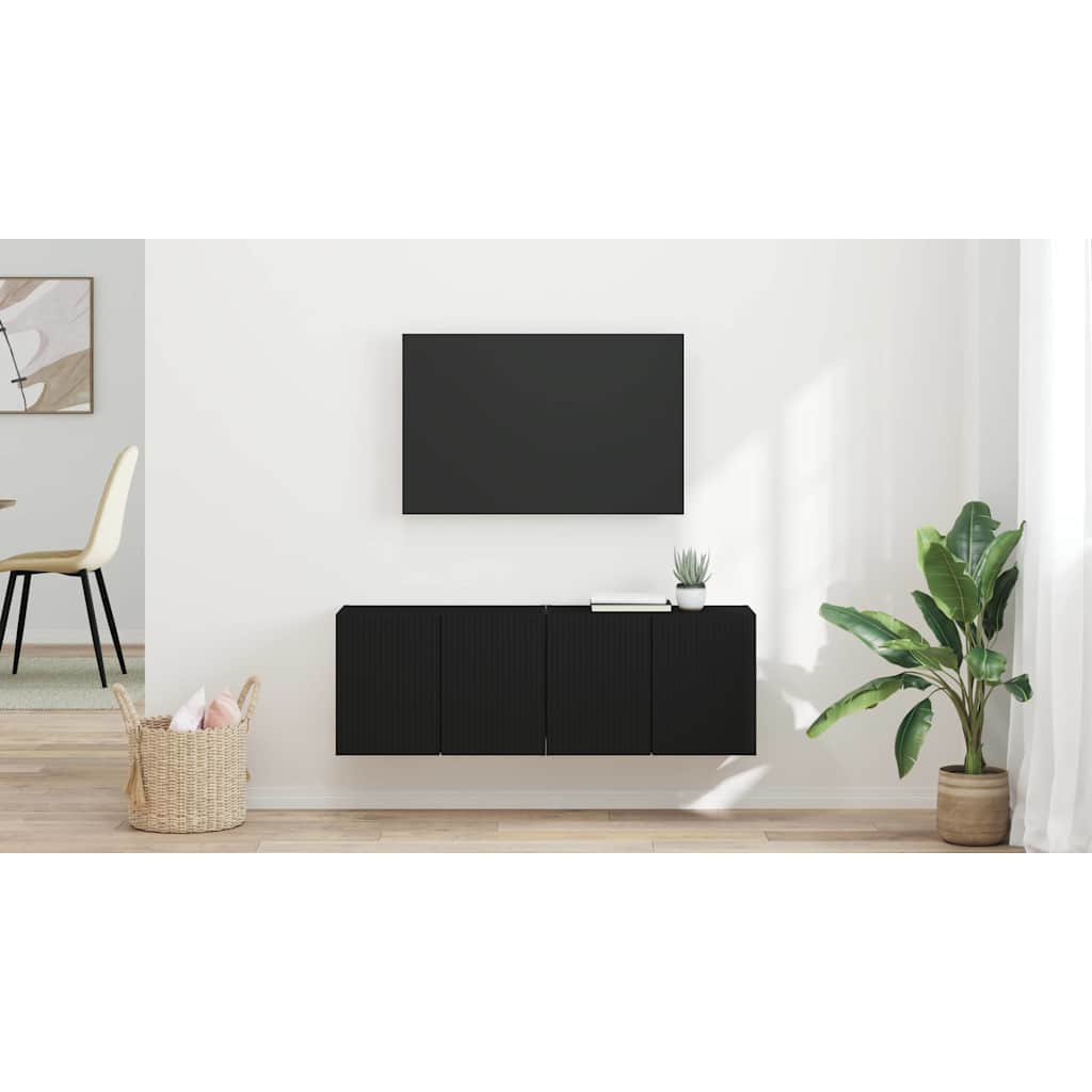 TV vægskab 2 pcs Sort 59,5 x 31 x 40 cm Konstrueret træ
