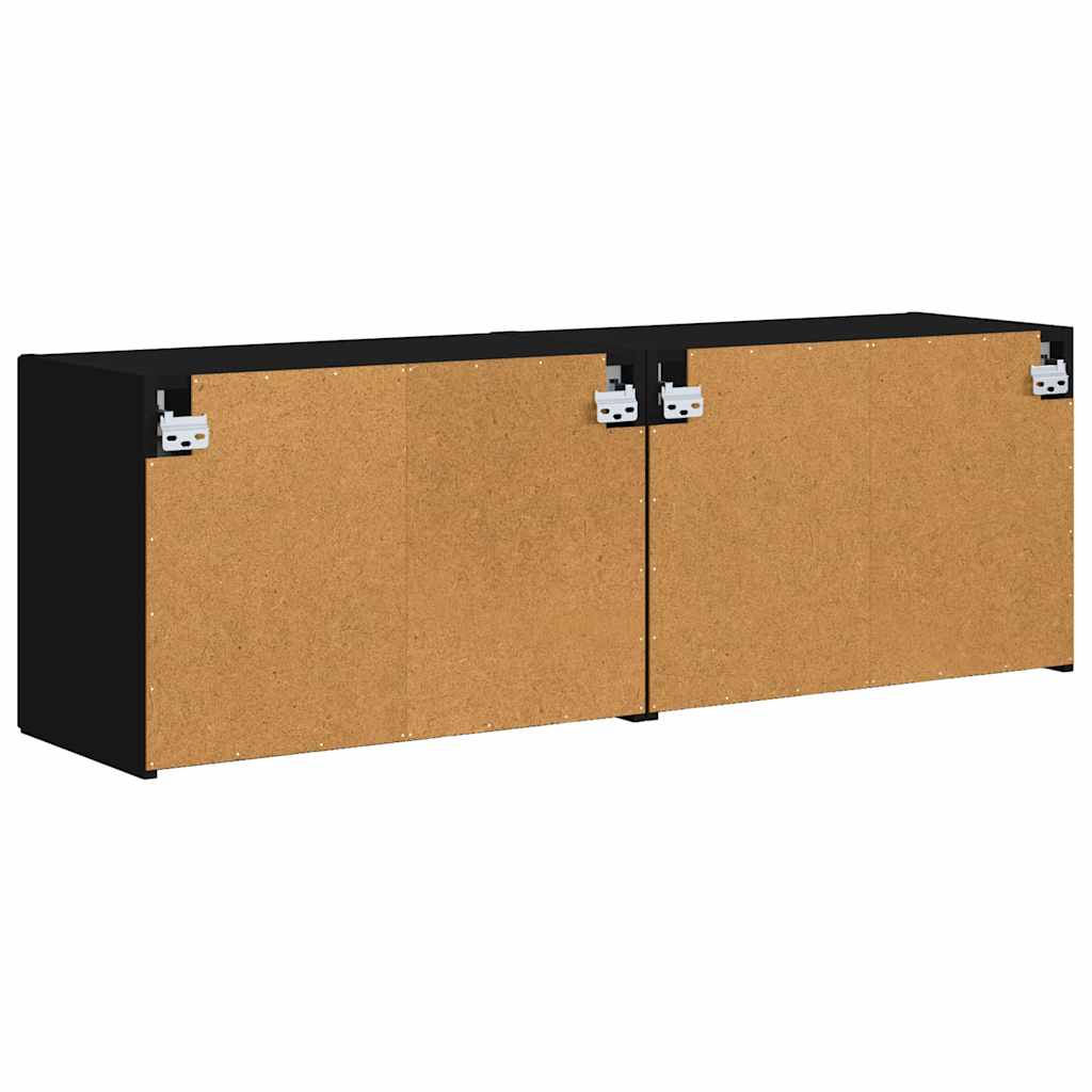 TV vægskab 2 pcs Sort 59,5 x 31 x 40 cm Konstrueret træ