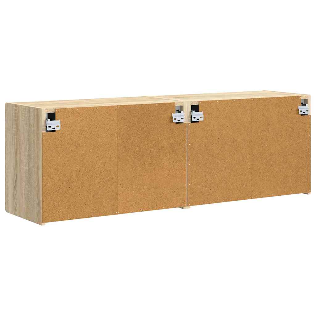TV vægskab 2 pcs Sonoma eg 59,5 x 31 x 40 cm Konstrueret træ