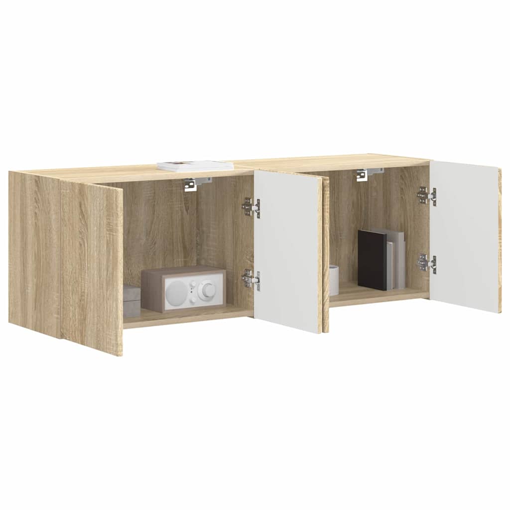 TV vægskab 2 pcs Sonoma eg 59,5 x 31 x 40 cm Konstrueret træ