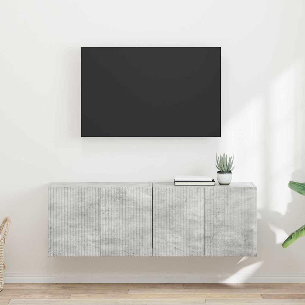 TV vægskab 2 pcs Beton Grå 59,5 x 31 x 40 cm Konstrueret træ
