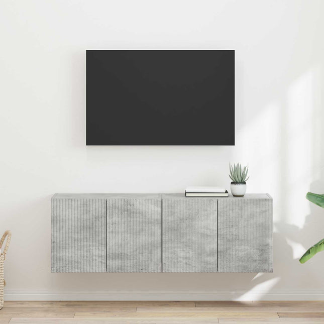 TV vægskab 2 stk. Beton Grå Konstrueret træ