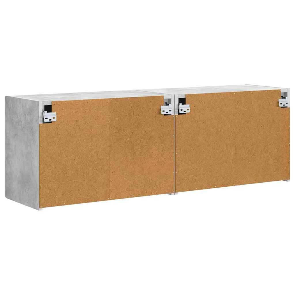TV vægskab 2 pcs Beton Grå 59,5 x 31 x 40 cm Konstrueret træ