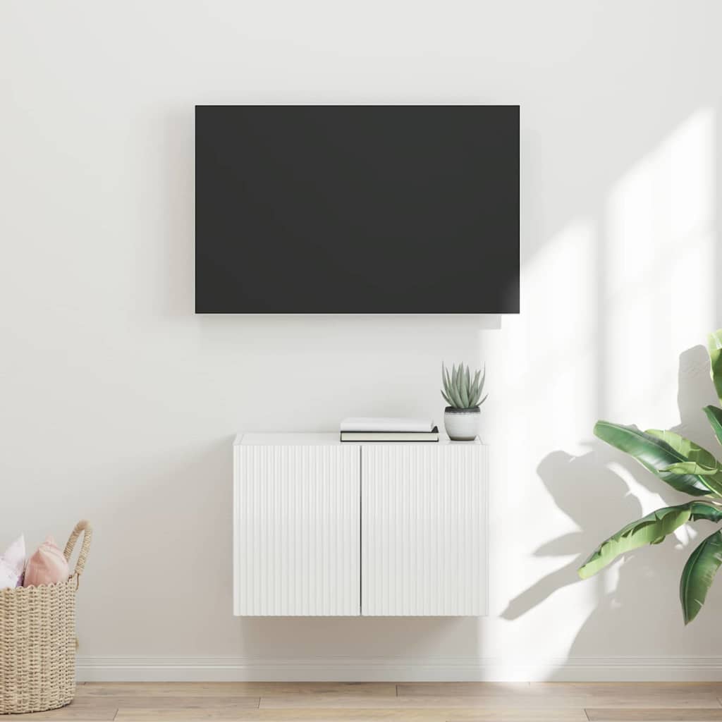 TV vægskab Høj gloss hvid 59,5 x 31 x 40 cm Konstrueret træ