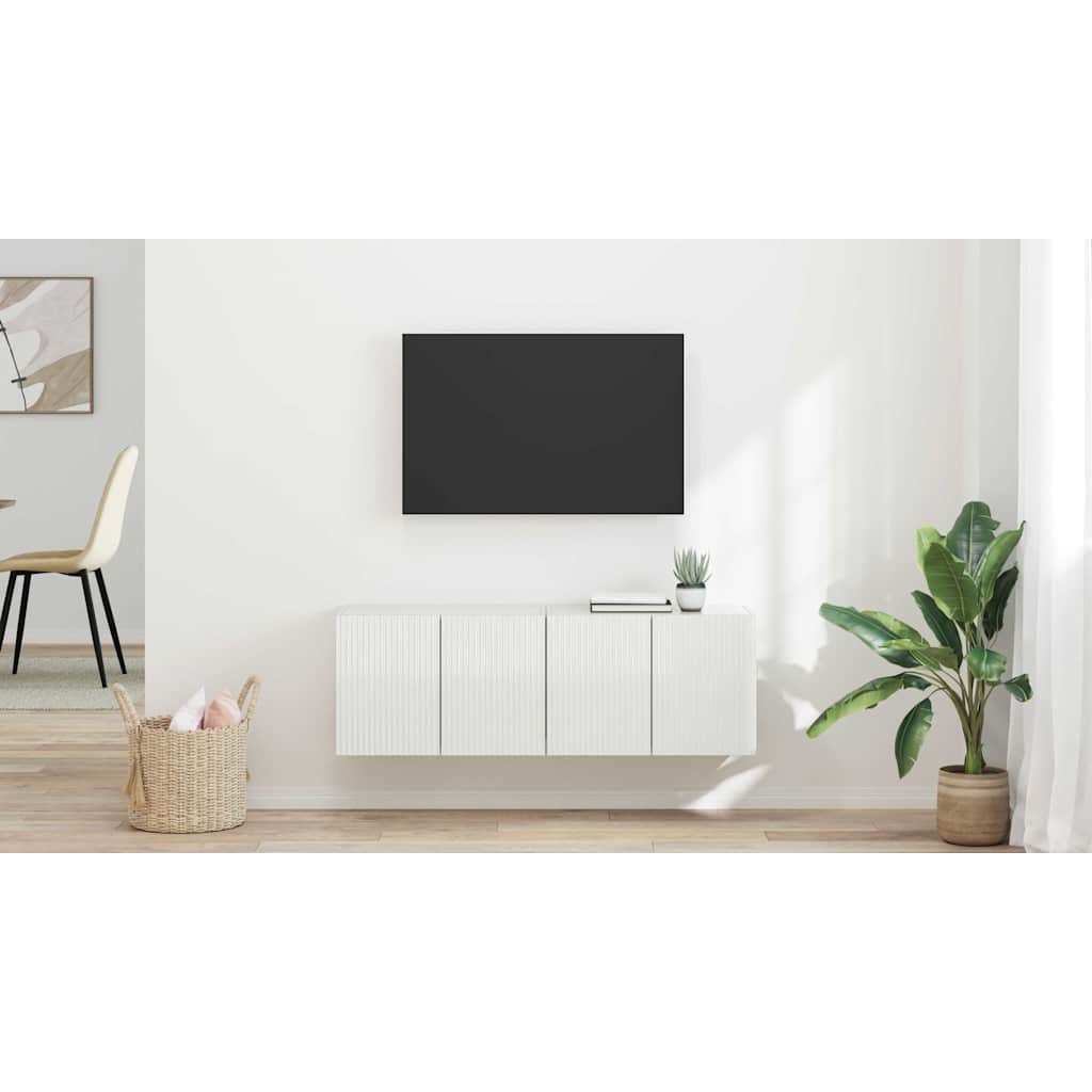TV vægskab Vægmonteret 2 pcs Høj gloss hvid 59,5 x 31 x 40 cm