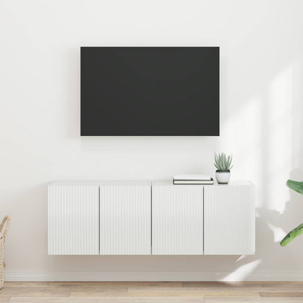 TV vægskab 2 stk. Høj gloss hvid Konstrueret træ
