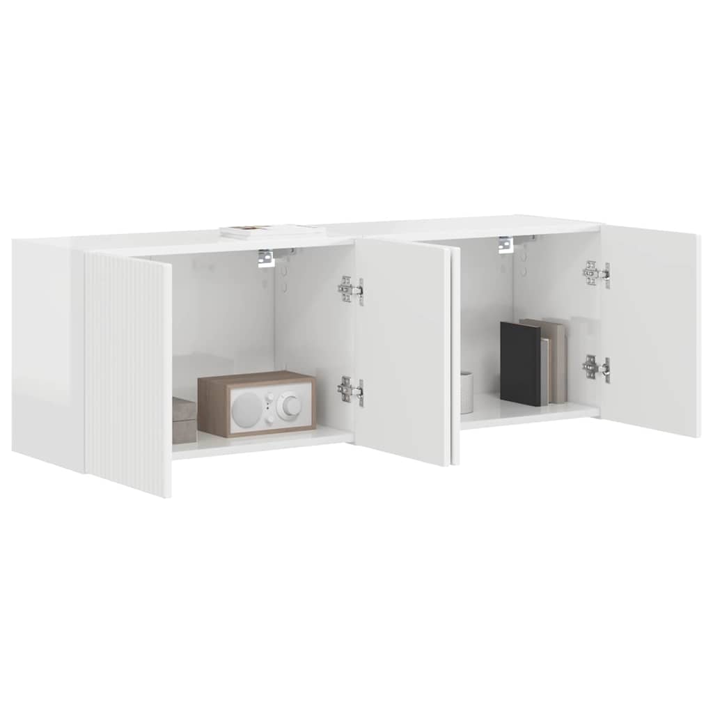 TV vægskab Vægmonteret 2 pcs Høj gloss hvid 59,5 x 31 x 40 cm