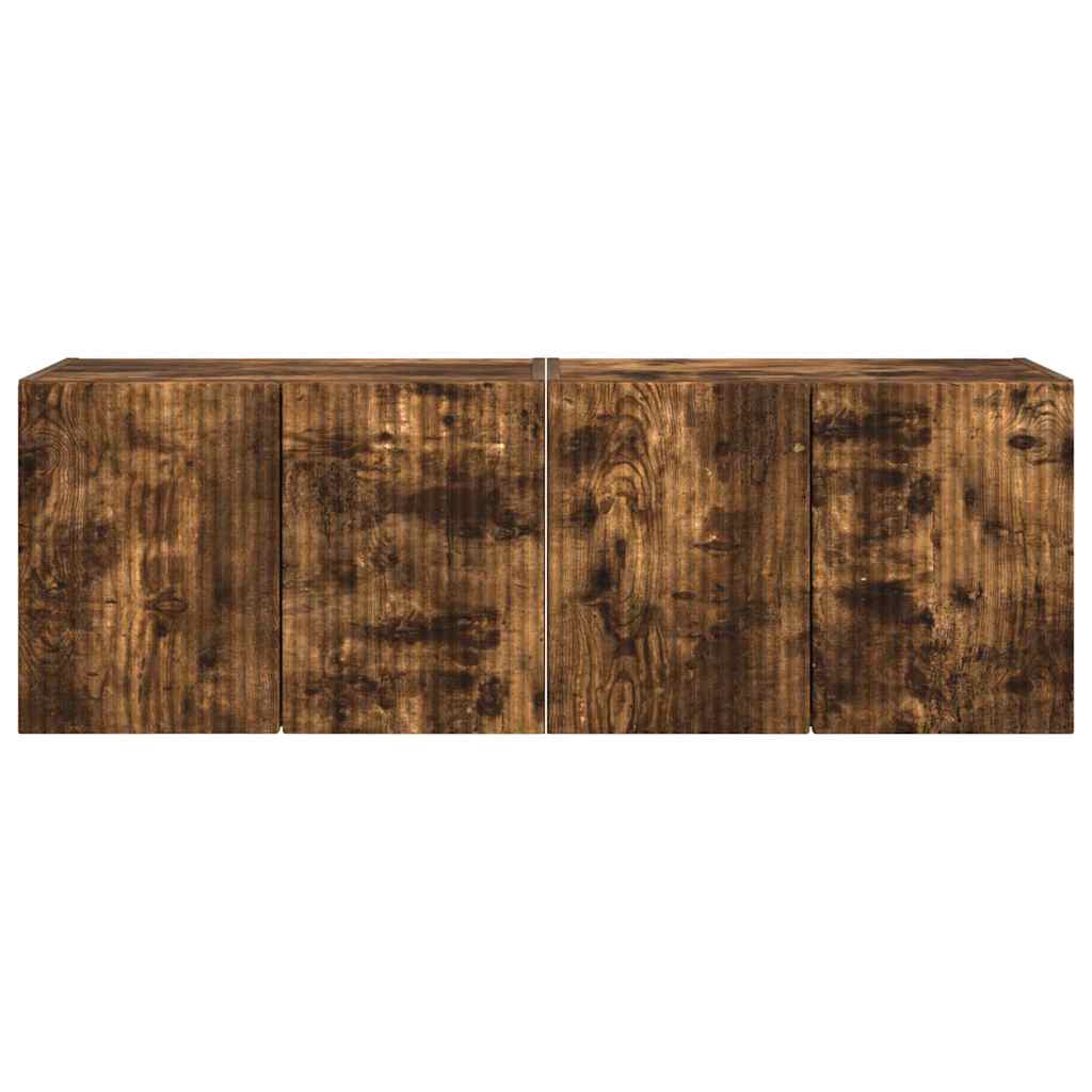 TV vægskab 2 pcs Røget eg 59,5 x 31 x 40 cm Konstrueret træ