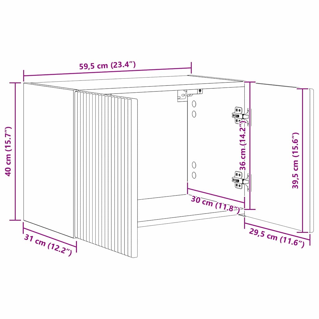 TV vægskab Gammelt træ 59,5 x 31 x 40 cm Konstrueret træ