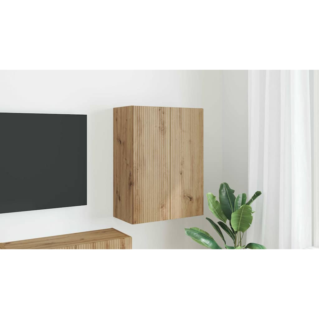 TV vægskab Vægmonteret Hvid 59,5 x 31 x 60 cm Konstrueret træ