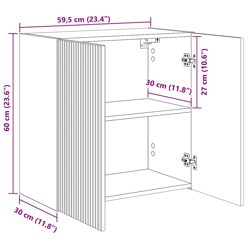 TV vægskab Sonoma eg 59,5 x 31 x 60 cm Konstrueret træ