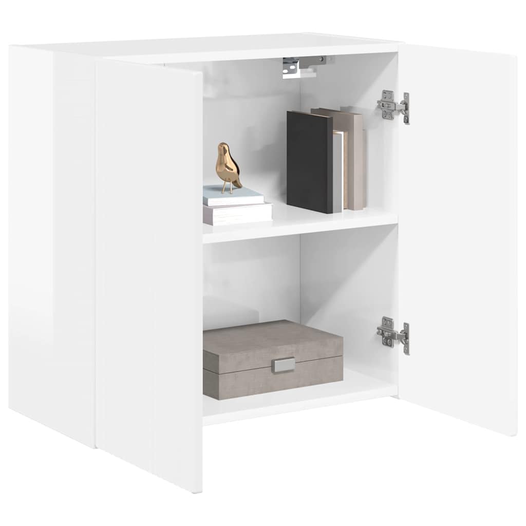 TV vægskab Høj gloss hvid 59,5 x 31 x 60 cm Konstrueret træ