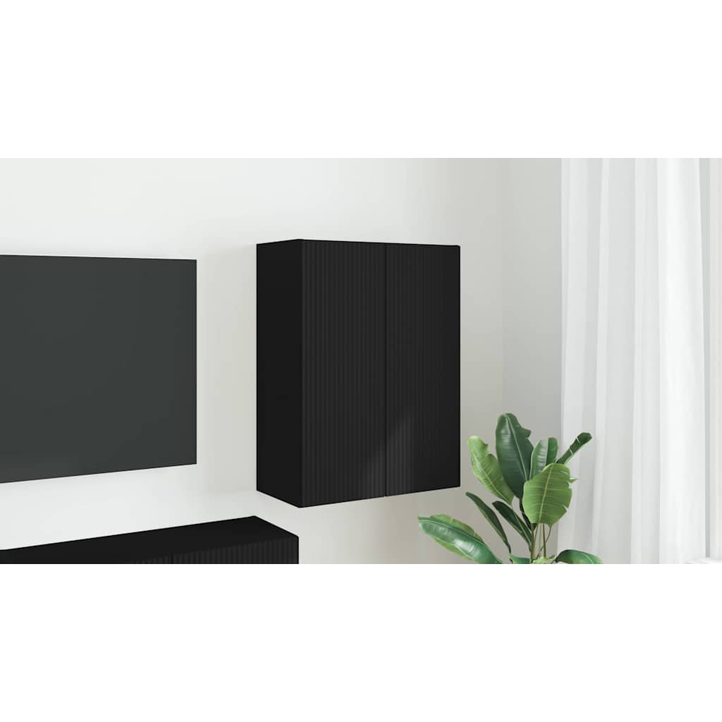 TV vægskab Vægmonteret Sort 59,5 x 31 x 80 cm Konstrueret træ