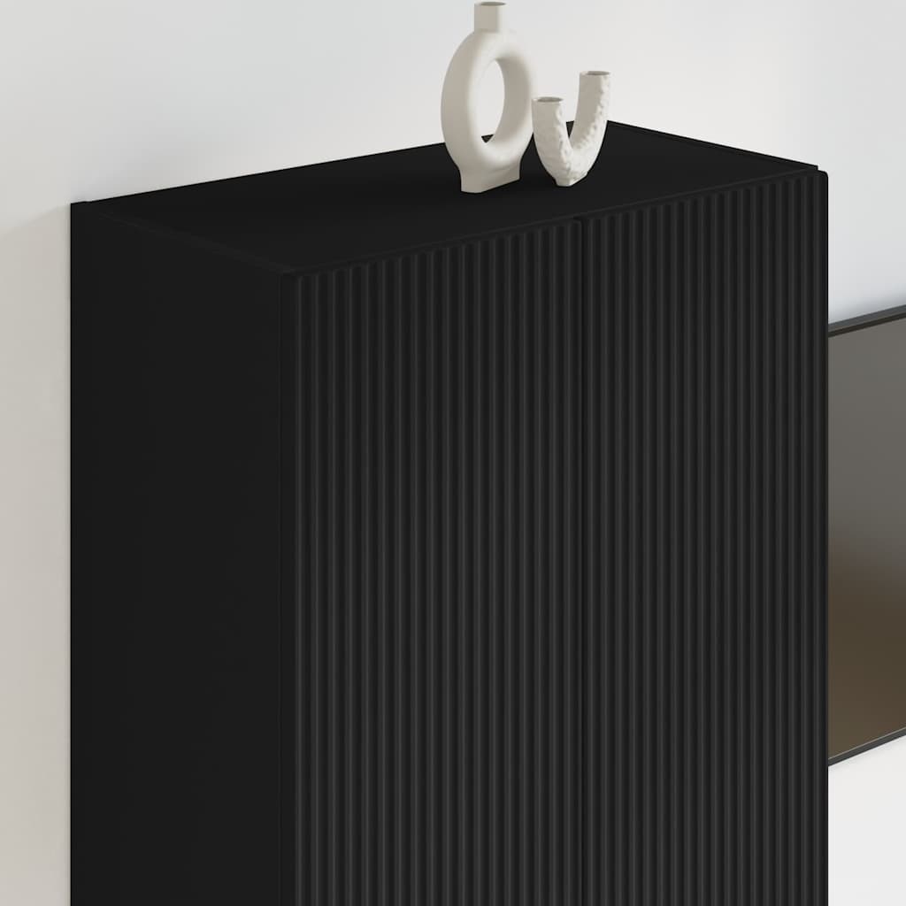 TV vægskab Vægmonteret Sort 59,5 x 31 x 80 cm Konstrueret træ