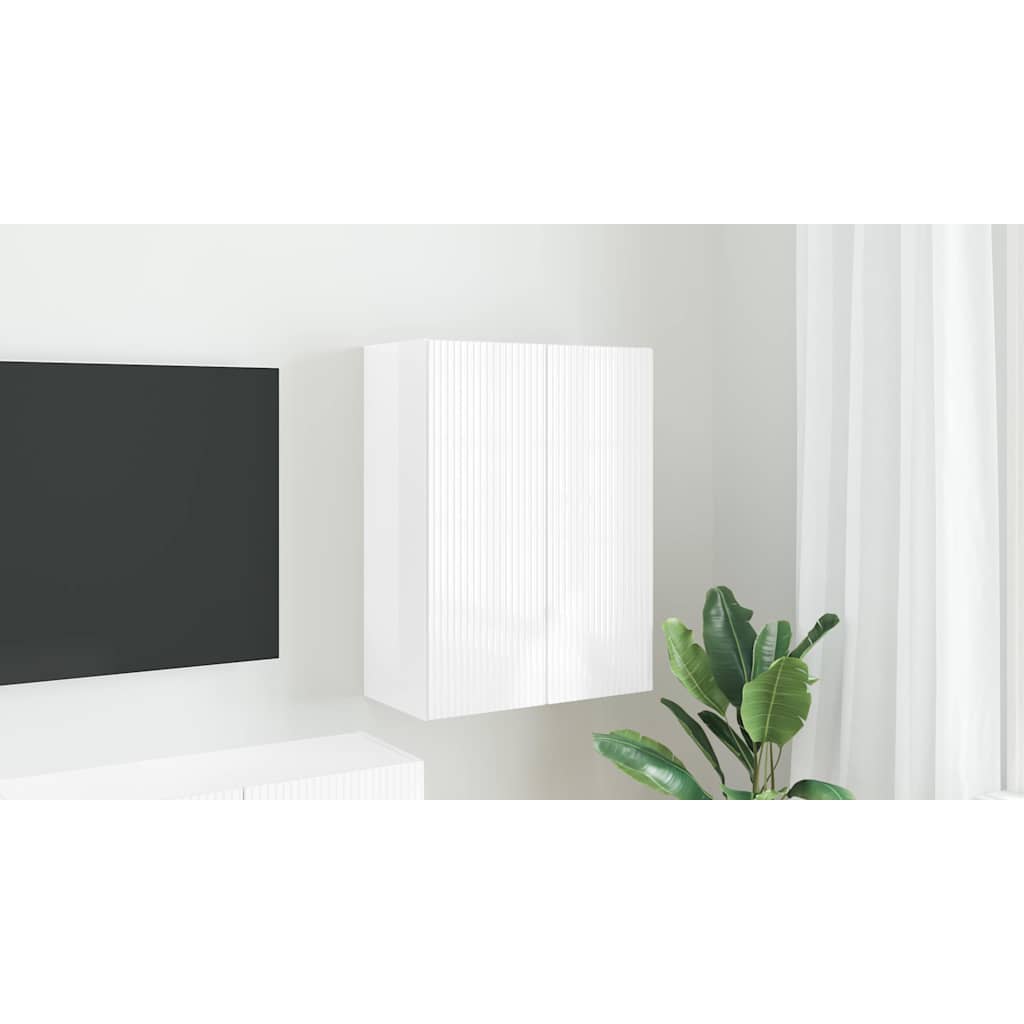 TV vægskab Høj gloss hvid 59,5 x 31 x 80 cm Konstrueret træ