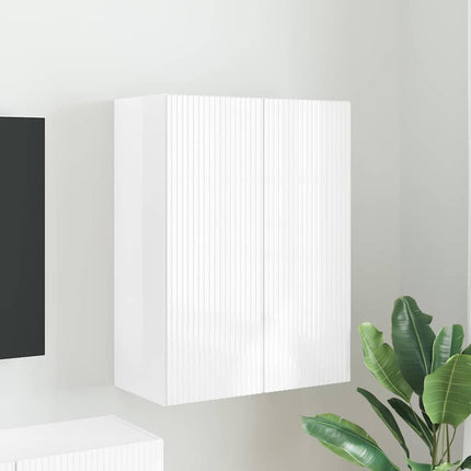 TV vægskab 59,5 x 31 x 80 cm Høj gloss hvid Konstrueret træ