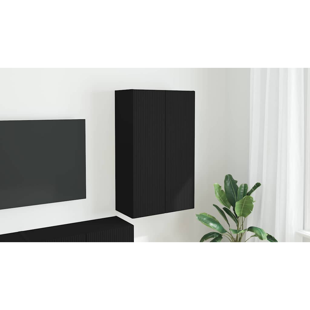 TV vægskab Vægmonteret Sort 59,5 x 31 x 100 cm Konstrueret træ