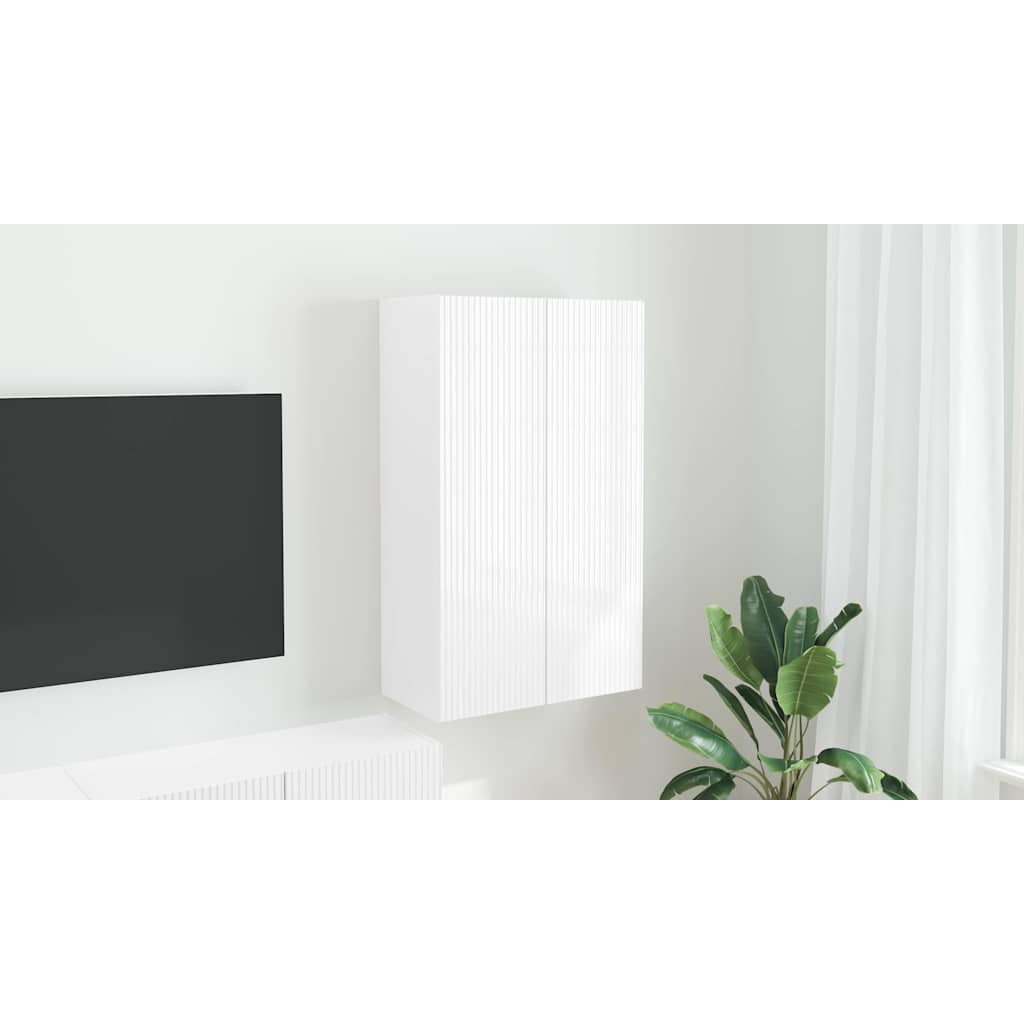 TV vægskab Høj gloss hvid 59,5 x 31 x 100 cm Konstrueret træ