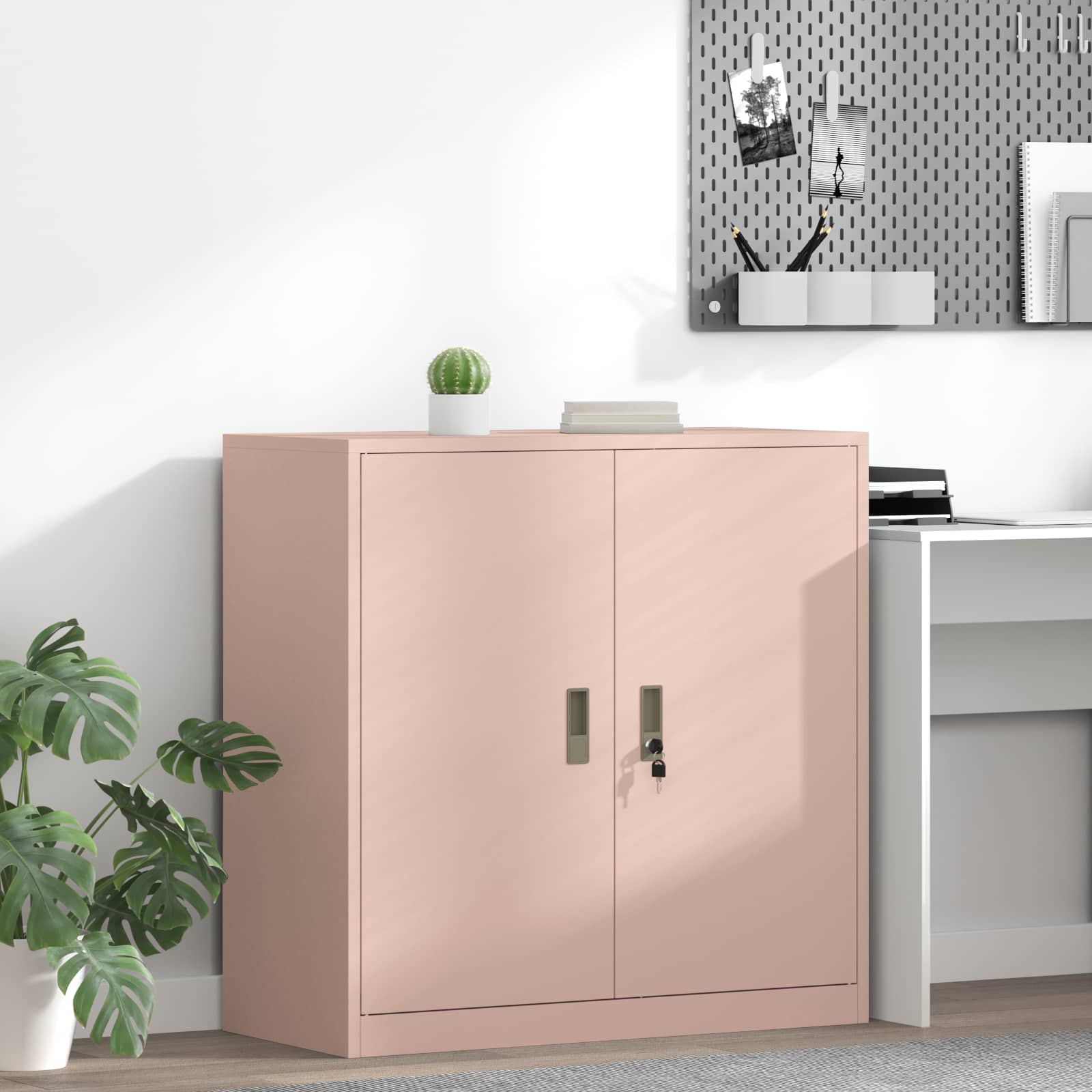 Opbevaringsskab Lyserød 90 x 40 x 90 cm Stål