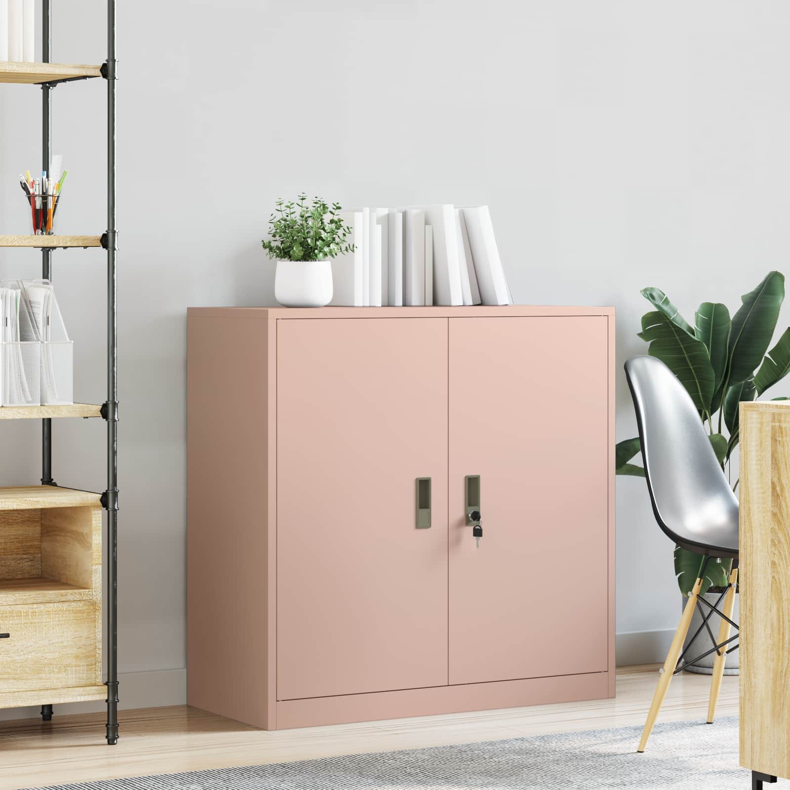 Opbevaringsskab Lyserød 90 x 40 x 90 cm Stål