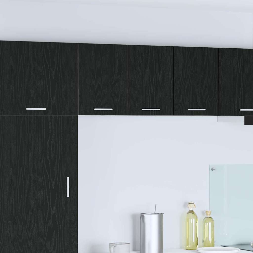 Hængeskab 2 pcs Sort Eg og Hvid 30 x 31 x 40 cm Konstrueret træ