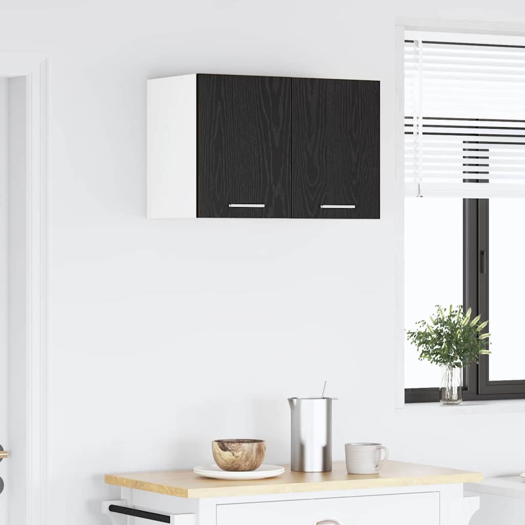 Hængeskab 2 pcs Sort Eg og Hvid 30 x 31 x 40 cm Konstrueret træ