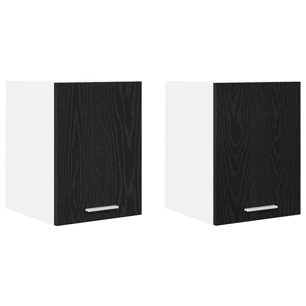 Hængeskab 2 pcs Sort Eg og Hvid 30 x 31 x 40 cm Konstrueret træ