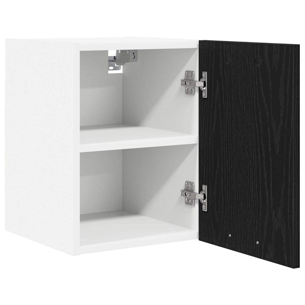 Hængeskab 2 pcs Sort Eg og Hvid 30 x 31 x 40 cm Konstrueret træ