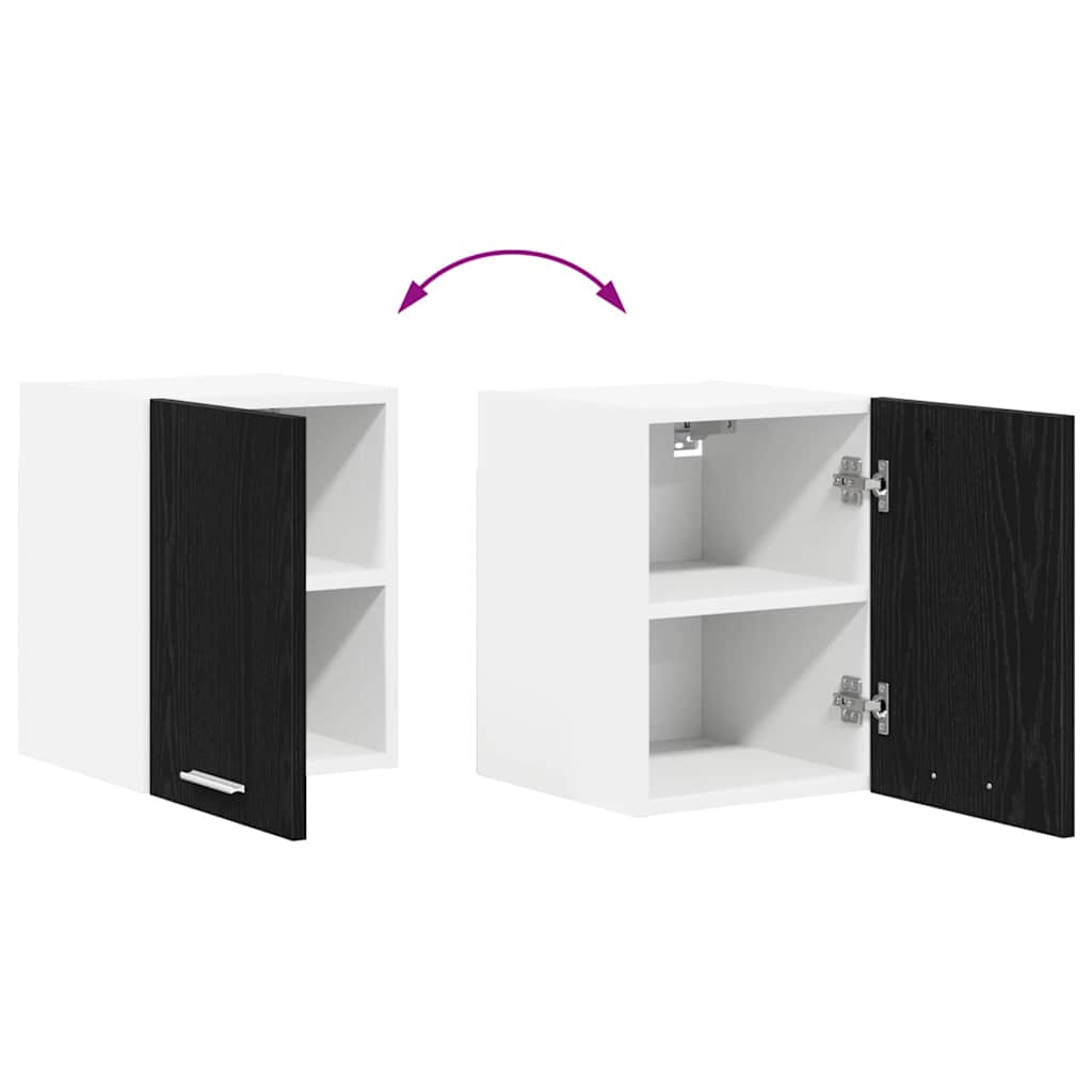 Hængeskab 2 pcs Sort Eg og Hvid 30 x 31 x 40 cm Konstrueret træ