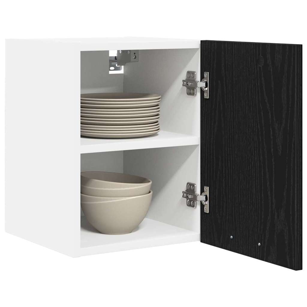 Hængeskab 2 pcs Sort Eg og Hvid 30 x 31 x 40 cm Konstrueret træ