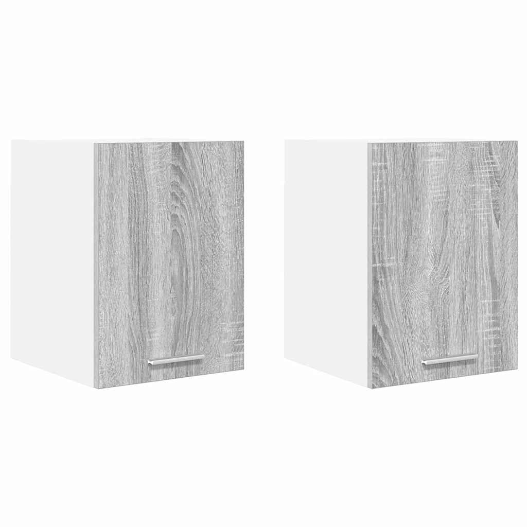 Hængeskab med dør 2 pcs Grå Sonoma og Hvid 30 x 31 x 40 cm