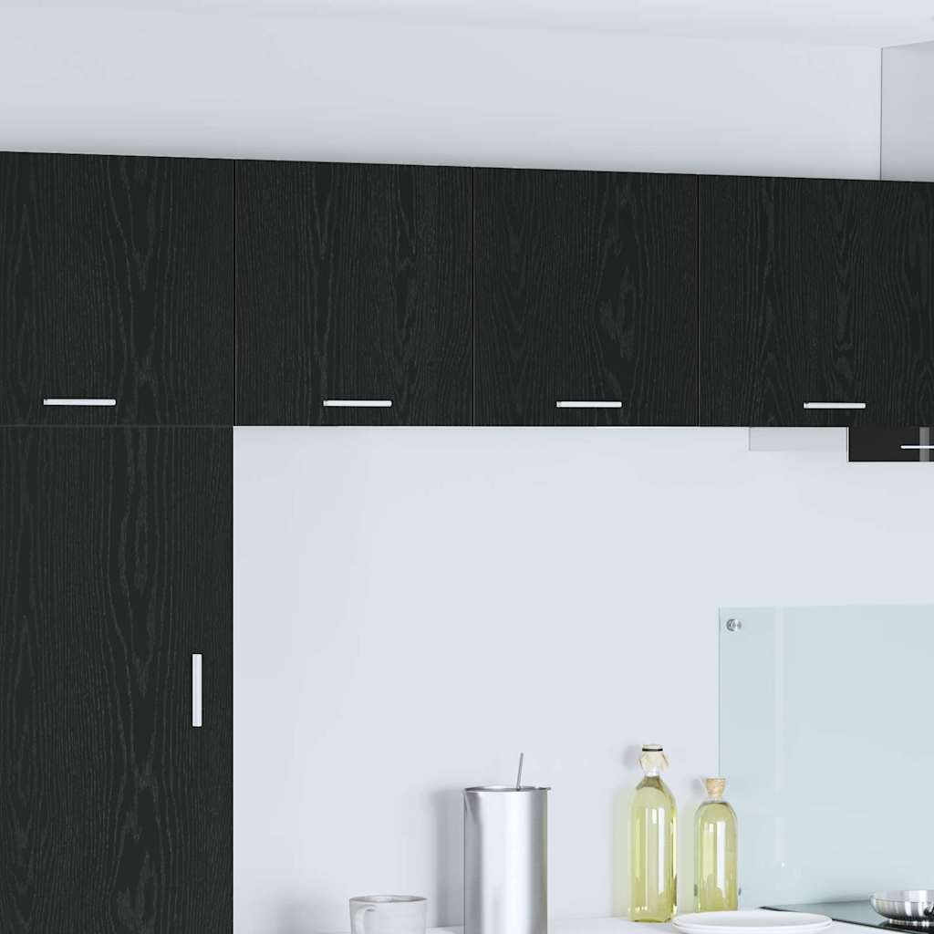Hængeskab 2 pcs Sort Eg og Hvid 40 x 31 x 40 cm Konstrueret træ