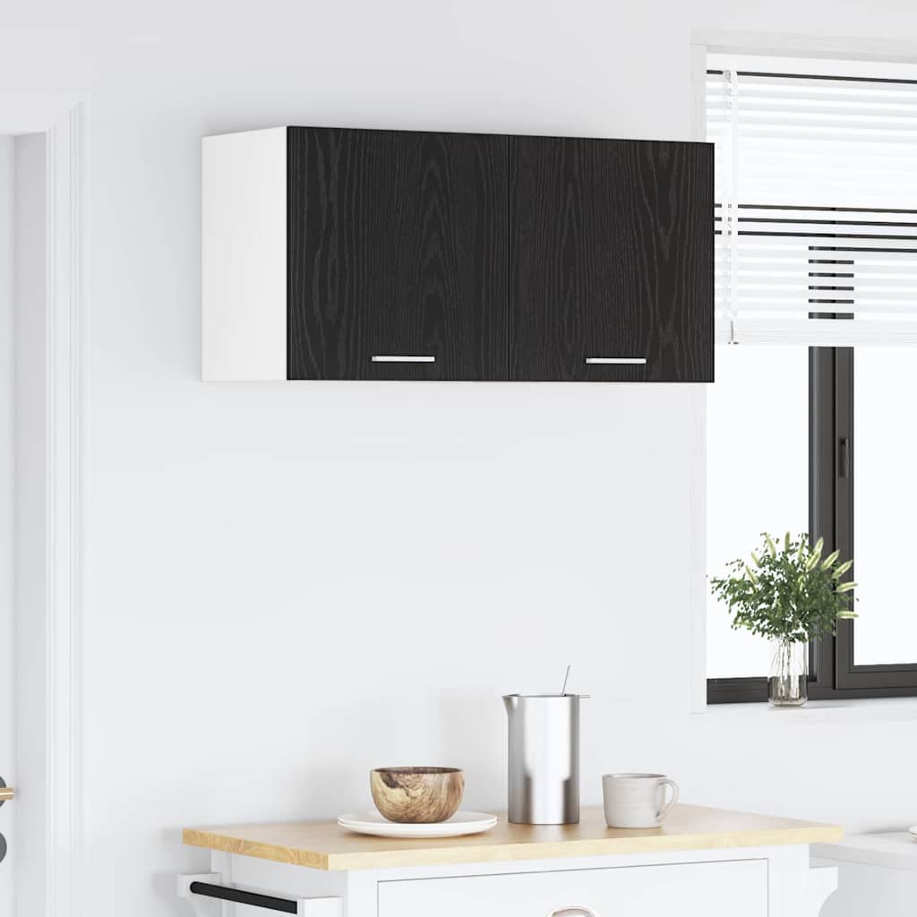 Hængeskab 2 pcs Sort Eg og Hvid 40 x 31 x 40 cm Konstrueret træ