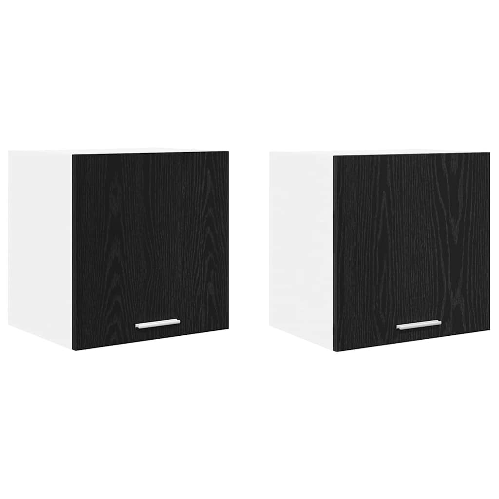 Hængeskab 2 pcs Sort Eg og Hvid 40 x 31 x 40 cm Konstrueret træ