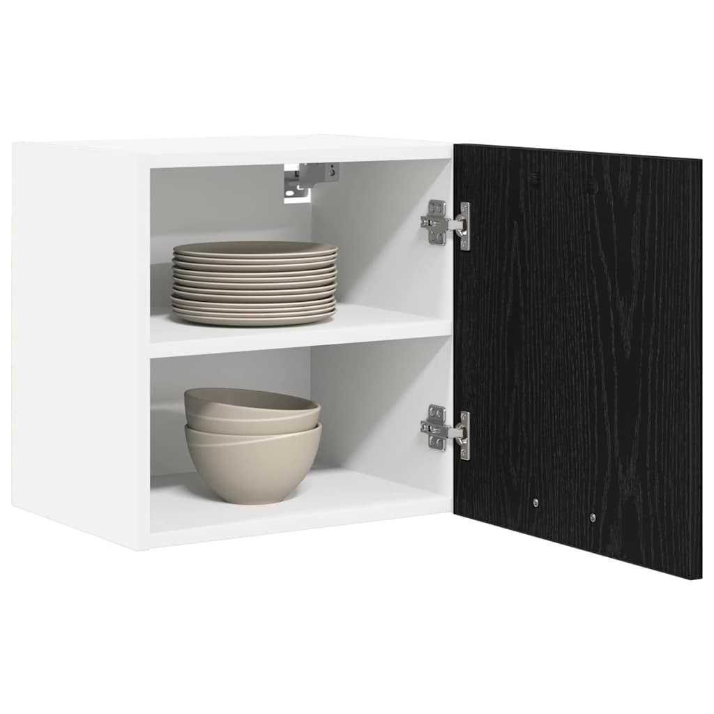 Hængeskab 2 pcs Sort Eg og Hvid 40 x 31 x 40 cm Konstrueret træ