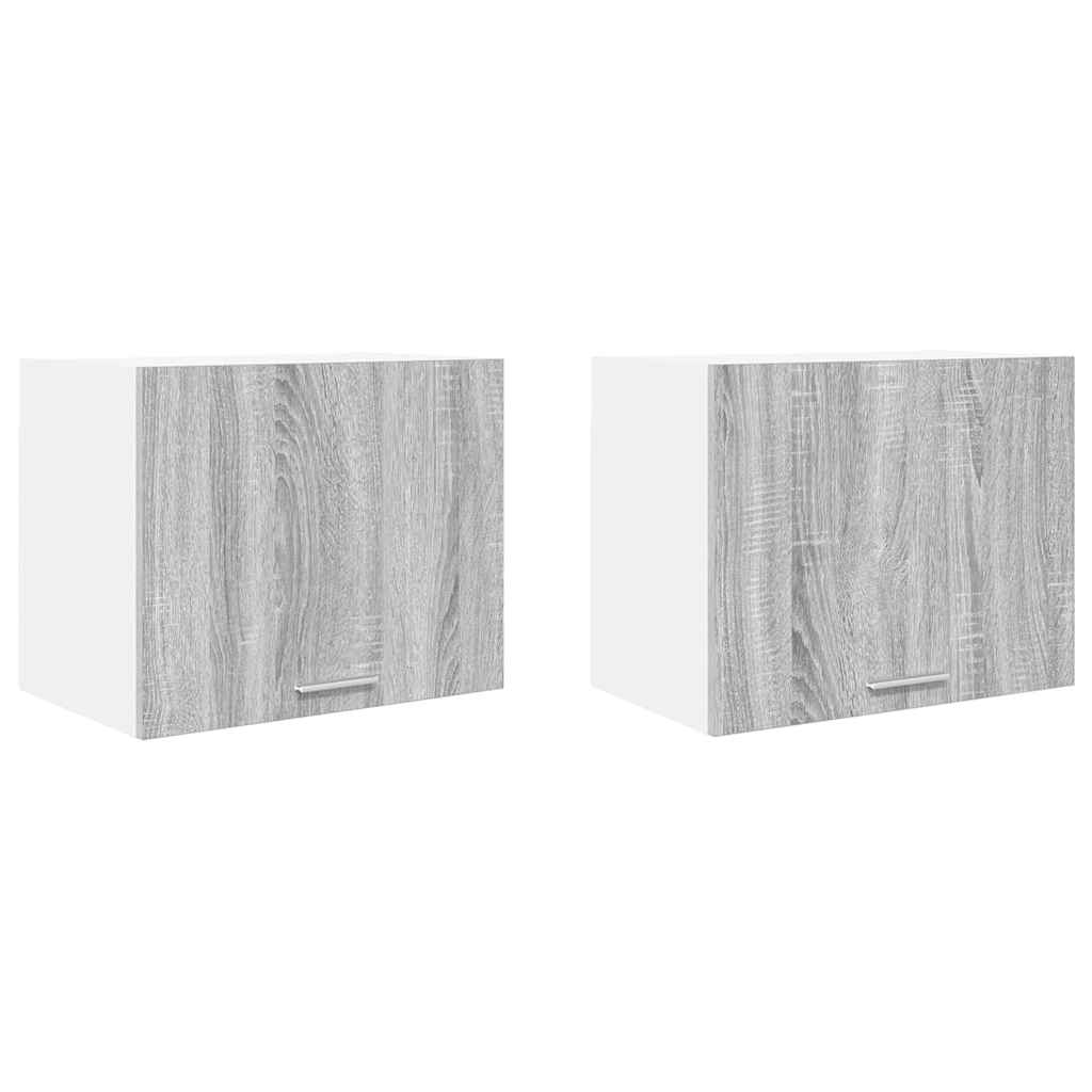 Hængeskab med dør 2 pcs Grå Sonoma og Hvid 50 x 31 x 40 cm