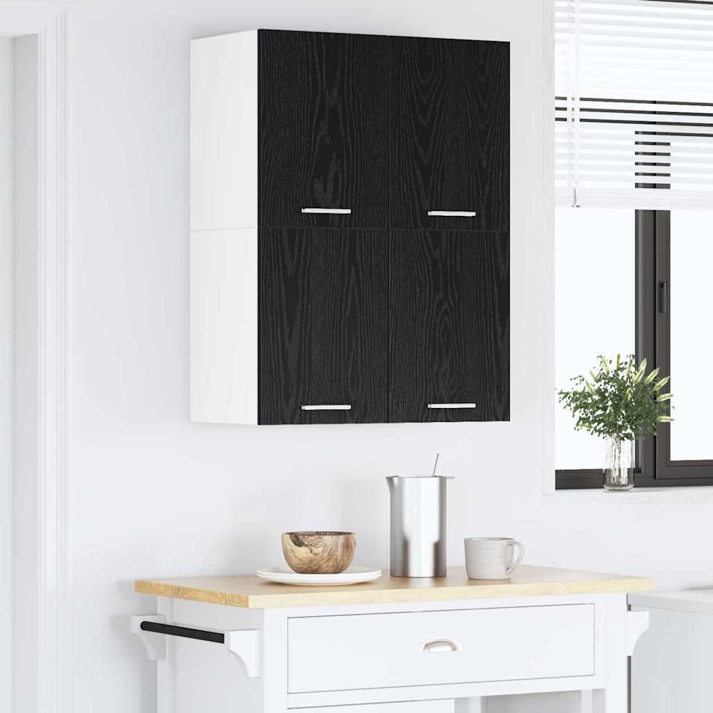 Hængeskab 2 pcs Sort Eg og Hvid 60 x 31 x 40 cm Konstrueret træ