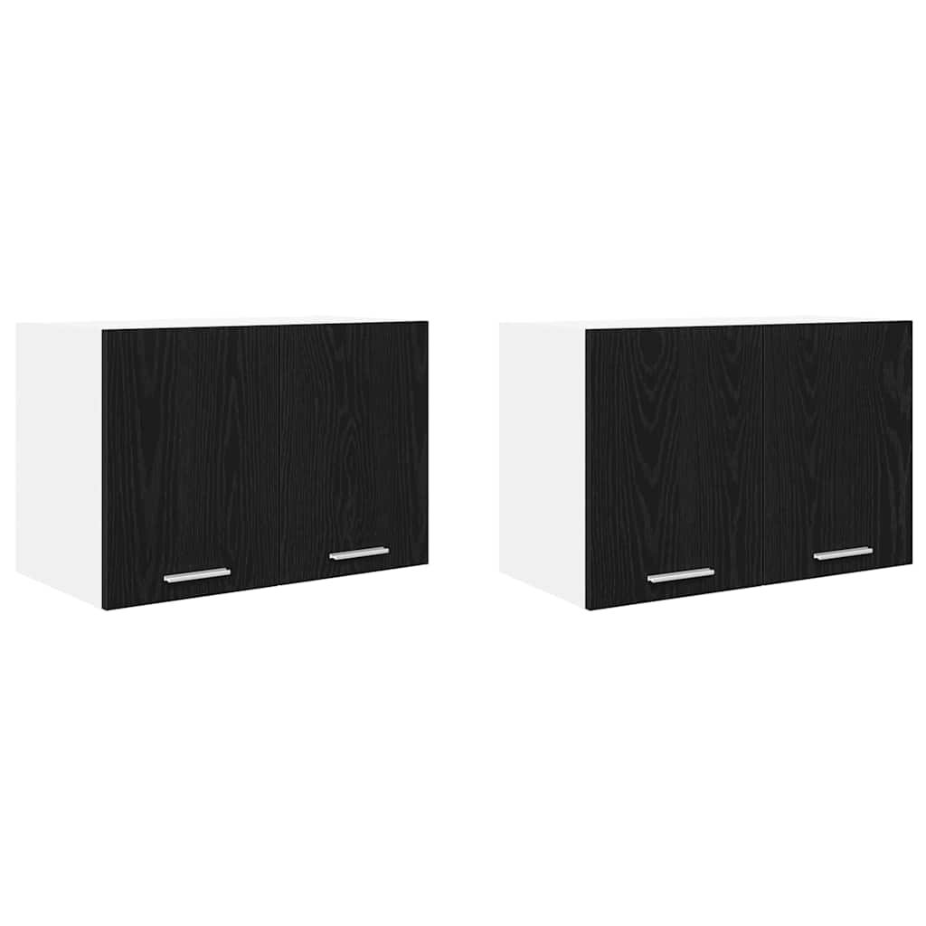 Hængeskab 2 pcs Sort Eg og Hvid 60 x 31 x 40 cm Konstrueret træ