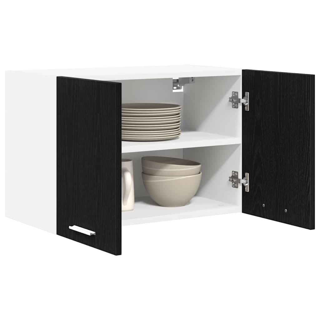 Hængeskab 2 pcs Sort Eg og Hvid 60 x 31 x 40 cm Konstrueret træ
