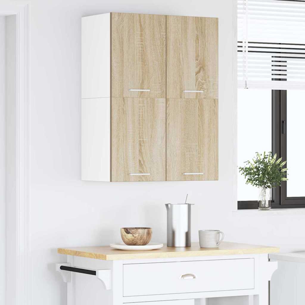Hængeskab med dør 2 pcs Sonoma Eg og Hvid 60 x 31 x 40 cm